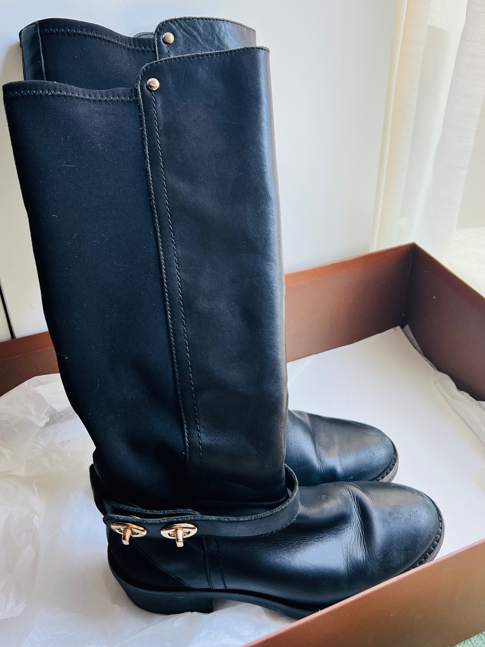 Coach Pearla Tall Black Leather Boots 5 (box available)